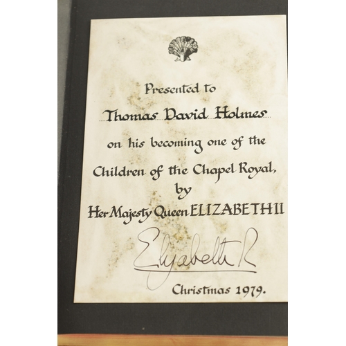 637 - A CAMBRIDGE BREVIER BIBLE PRESENTED AND SIGNED BY ELIZABETH II dated Christmas 1979, with original g... 