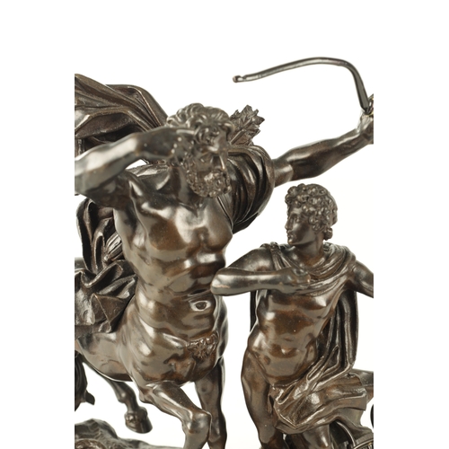 639 - AN 18TH/19TH CENTURY BRONZE SCULPTURE depicting the Centaur teaching Achilles - on a lead weighted p... 