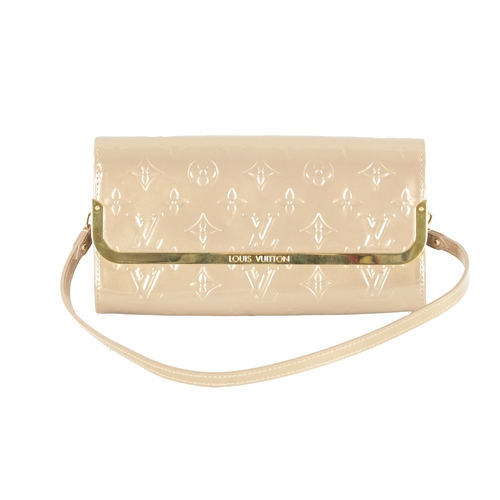 641 - A GENUINE LOUIS VUITTON ROSE ANGELIQUE MONOGRAM VERNISSAGE ROSSMORE MM CLUTCH BAG, in patent leather... 