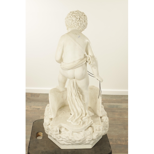 667 - A LATE 19TH CENTURY LIFE-SIZE ITALIAN CARVED WHITE MARBLE STATUE titled 'Il Trionfo'D' Amiore' trans... 