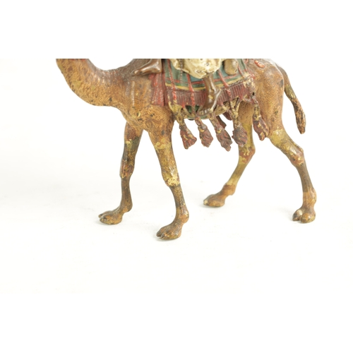 670 - A 20TH CENTURY AUSTRIAN COLD PAINTED BRONZE SCULPTURE BY FRANZ BERGMAN depicting a camel and his rid... 