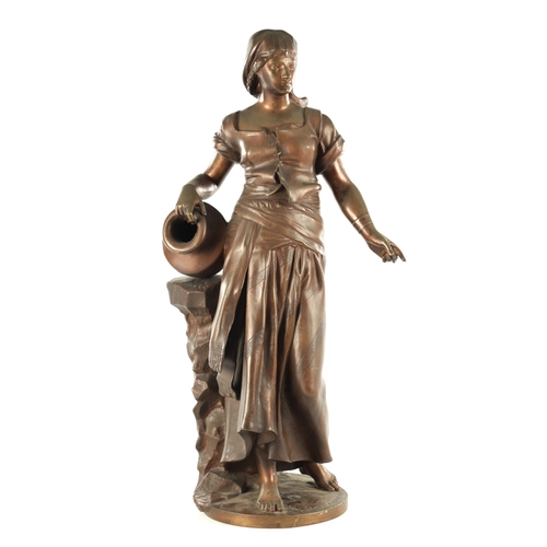 675 - ALFRED DESIRE LANSON (1851 - 1898) A 19TH CENTURY FRENCH BRONZE FIGURE depicting a female water jug ... 