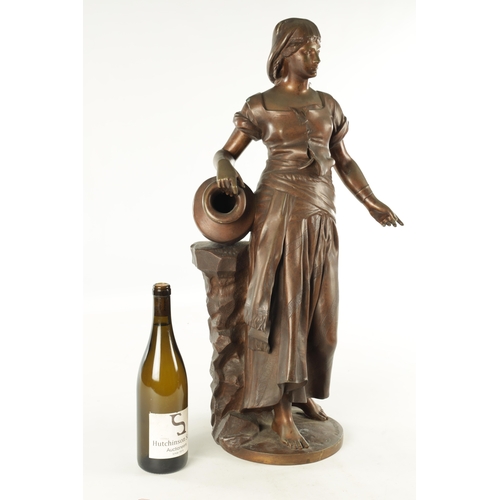 675 - ALFRED DESIRE LANSON (1851 - 1898) A 19TH CENTURY FRENCH BRONZE FIGURE depicting a female water jug ... 