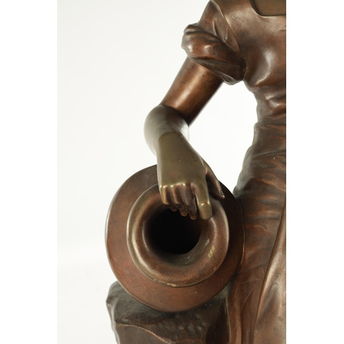 675 - ALFRED DESIRE LANSON (1851 - 1898) A 19TH CENTURY FRENCH BRONZE FIGURE depicting a female water jug ... 