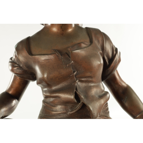 675 - ALFRED DESIRE LANSON (1851 - 1898) A 19TH CENTURY FRENCH BRONZE FIGURE depicting a female water jug ... 