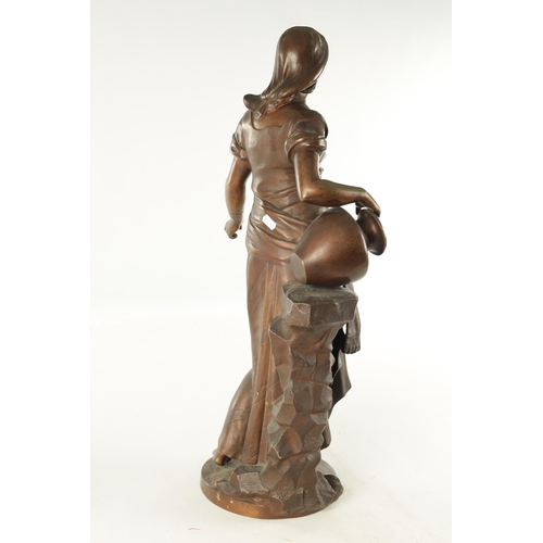 675 - ALFRED DESIRE LANSON (1851 - 1898) A 19TH CENTURY FRENCH BRONZE FIGURE depicting a female water jug ... 