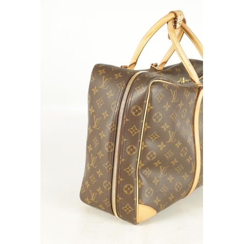 681 - A GENUINE LOUIS VUITTON SIRIUS TRAVEL BAG, with leather straps and monogrammed decoration. (43cm wid... 