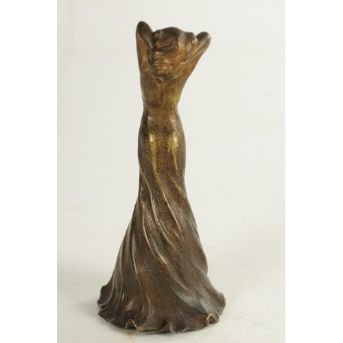 683 - AN ART NOUVEAU GILT BRONZE FIGURAL BELL modelled as a semi-nude lady - signed Maurel E. (14.5cm high... 