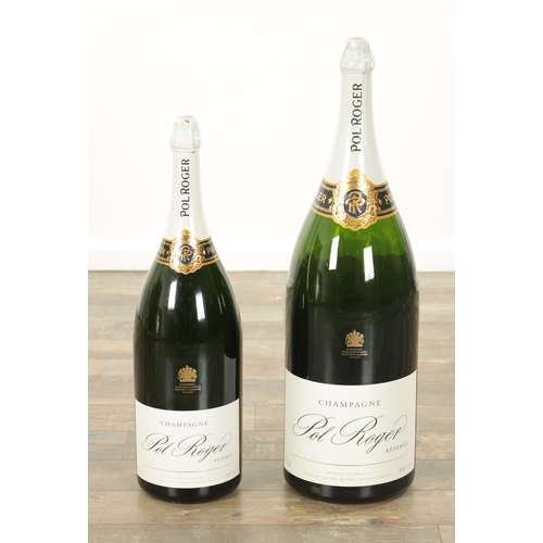 688 - TWO POL ROGER CHAMPAGNE BOTTLES comprising a 12L Balthazar and a 6L Methuselah, both empty and seale... 