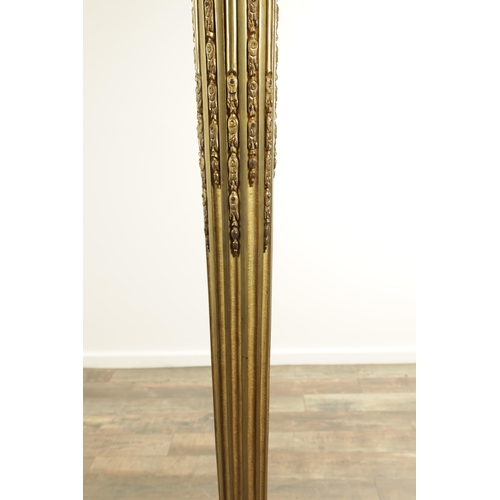 695 - A GOOD 19TH CENTURY ORMOLU FRENCH STANDARD LAMP modelled as a torch on a tapering fluted stem with s... 