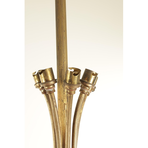 695 - A GOOD 19TH CENTURY ORMOLU FRENCH STANDARD LAMP modelled as a torch on a tapering fluted stem with s... 