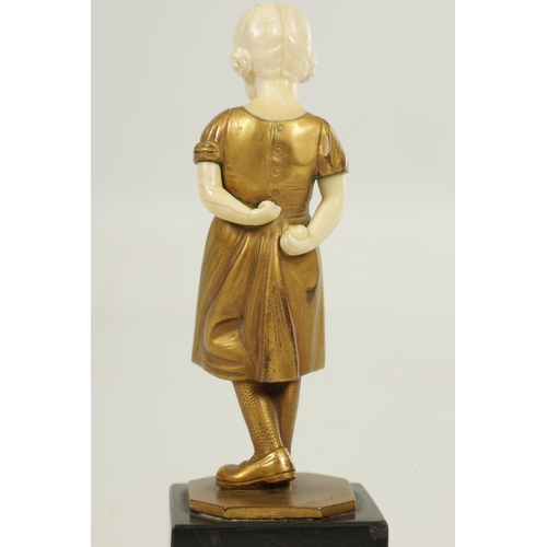 700 - HANS DIETRICH (1868 - ?) - AN EARLY 19TH CENTURY GILT BRONZE AND IVORY SCULPTURE depicting the 