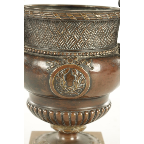 705 - AFTER THE ANTIQUE CLAUDE BALLIN, A LATE 19TH CENTURY FRENCH PATINATED BRONZE VASE of ovoid pedestal ... 