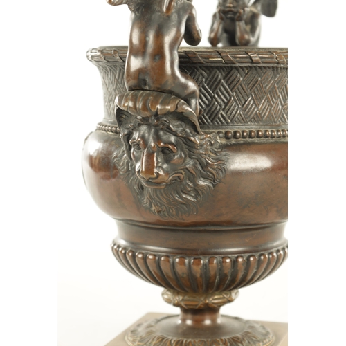 705 - AFTER THE ANTIQUE CLAUDE BALLIN, A LATE 19TH CENTURY FRENCH PATINATED BRONZE VASE of ovoid pedestal ... 