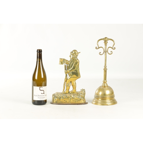 716 - TWO 19TH CENTURY BRASS DOORSTOPS, one modelled as a country gent with beer and staff, the other with... 