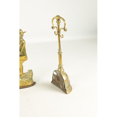 716 - TWO 19TH CENTURY BRASS DOORSTOPS, one modelled as a country gent with beer and staff, the other with... 