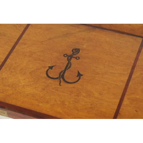 723 - AN EARLY 19TH CENTURY MARITIME CROWN AND ANCHOR BOARD GAME having a hinged marquetry inlaid centre. ... 