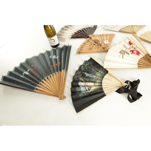 731 - A SELECTION OF SEVEN LATE 19TH CENTURY FRENCH FANS with timber, tortoiseshell and mother of pearl fr... 