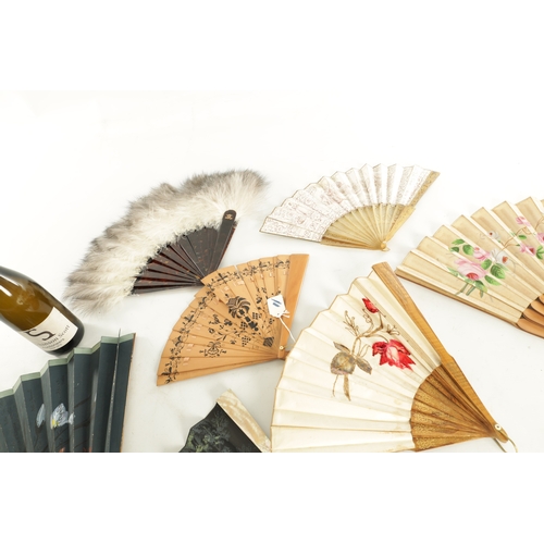 731 - A SELECTION OF SEVEN LATE 19TH CENTURY FRENCH FANS with timber, tortoiseshell and mother of pearl fr... 