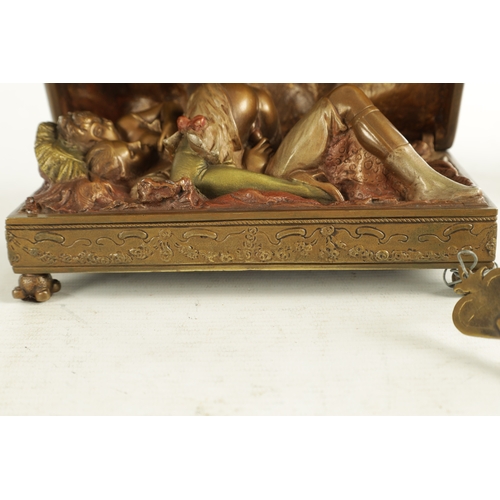 740 - A LATE 19TH / EARLY 20TH CENTURY AUSTRIAN COLD-PAINTED EROTIC BRONZE CASKET IN THE MANOR OF FRANZ BE... 