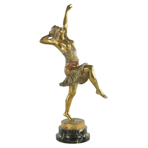 746 - HENRY FUGERE (1872 - 1944). AN ART DECO BRONZE FIGURAL SCULPTURE OF A DANCING GIRL - signed to base ... 