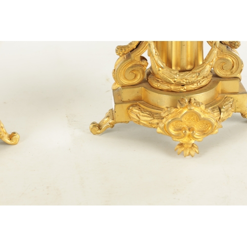 748 - A PAIR OF LATE 19TH CENTURY FRENCH ORMOLU CANDELABRA with five leaf work branches raised on urn-shap... 