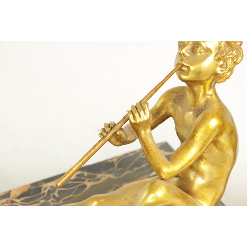 750 - ÉMILE ADOLPHE MONIER (FRENCH, 1883-1970) - AN ART DECO GILT BRONZE SCULPTURE ON MARBLE STAND depicti... 