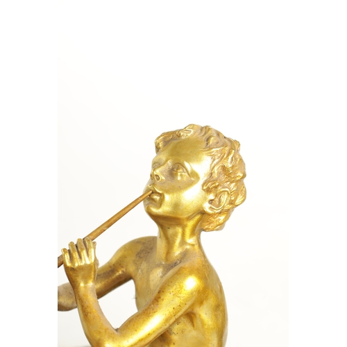 750 - ÉMILE ADOLPHE MONIER (FRENCH, 1883-1970) - AN ART DECO GILT BRONZE SCULPTURE ON MARBLE STAND depicti... 