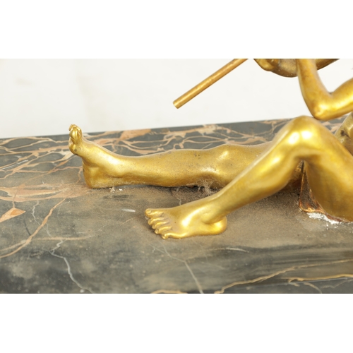 750 - ÉMILE ADOLPHE MONIER (FRENCH, 1883-1970) - AN ART DECO GILT BRONZE SCULPTURE ON MARBLE STAND depicti... 