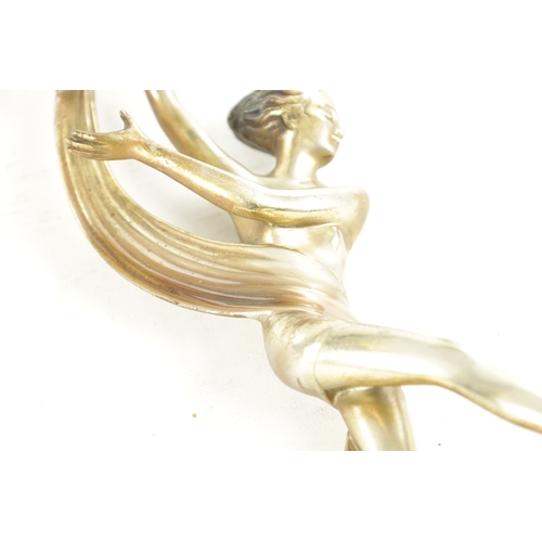 751 - JOSEF LORENZL (1892 - 1950) AN ART DECO SILVERED BRONZE FIGURE OF A DANCING GIRL mounted on an angle... 