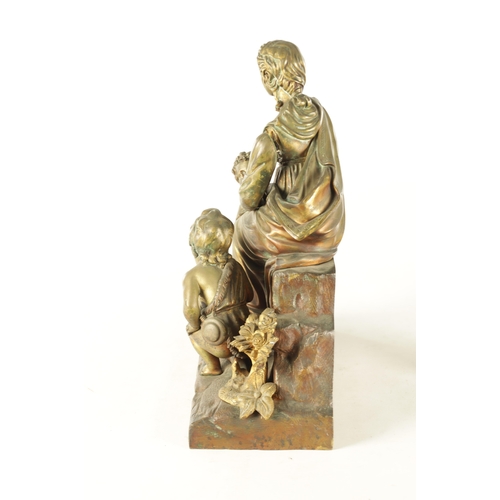 760 - A LATE 19TH CENTURY CONTINENTAL BRONZE SCULPTURE modelled as Mary with baby Jesus and John the Bapti... 