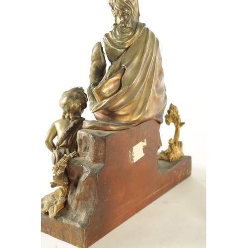 760 - A LATE 19TH CENTURY CONTINENTAL BRONZE SCULPTURE modelled as Mary with baby Jesus and John the Bapti... 