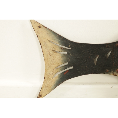 761 - A DECORATIVE 19TH CENTURY PAINTED METAL WEATHER VAINE SAIL MODELLED AS A FISH made in two sections w... 