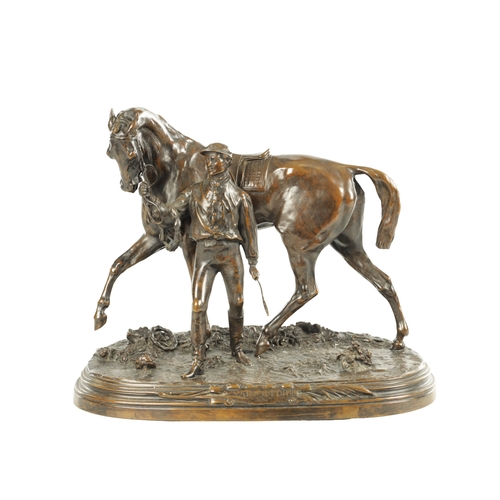 767 - PIERRE-JULES MENE (1810 - 1879) A FINE 19TH CENTURY ANIMALIER BRONZE SCULPTURE cast as a racehorse a... 