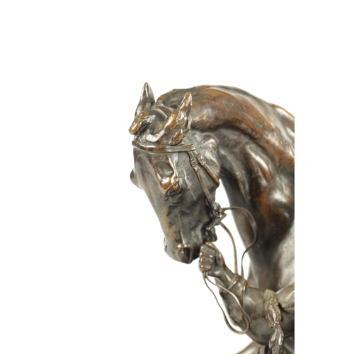 767 - PIERRE-JULES MENE (1810 - 1879) A FINE 19TH CENTURY ANIMALIER BRONZE SCULPTURE cast as a racehorse a... 