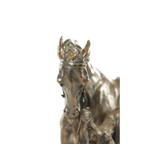 767 - PIERRE-JULES MENE (1810 - 1879) A FINE 19TH CENTURY ANIMALIER BRONZE SCULPTURE cast as a racehorse a... 