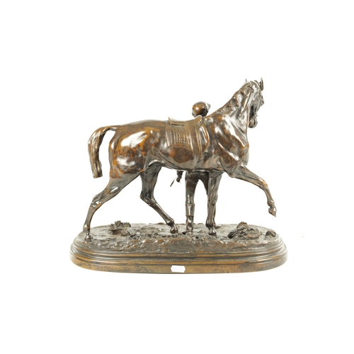 767 - PIERRE-JULES MENE (1810 - 1879) A FINE 19TH CENTURY ANIMALIER BRONZE SCULPTURE cast as a racehorse a... 