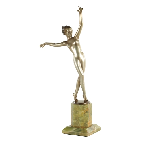 769 - JOSEF LORENZL (1892 - 1950) AN ART DECO COLD PAINTED FIGURAL BRONZE SCULPTURE OF A NUDE FEMALE - sig... 