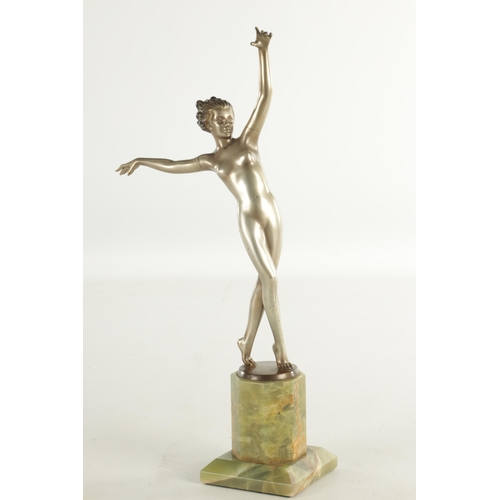 769 - JOSEF LORENZL (1892 - 1950) AN ART DECO COLD PAINTED FIGURAL BRONZE SCULPTURE OF A NUDE FEMALE - sig... 