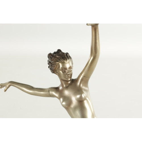 769 - JOSEF LORENZL (1892 - 1950) AN ART DECO COLD PAINTED FIGURAL BRONZE SCULPTURE OF A NUDE FEMALE - sig... 