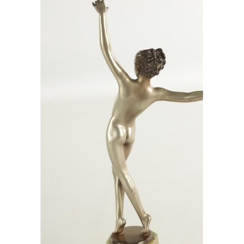 769 - JOSEF LORENZL (1892 - 1950) AN ART DECO COLD PAINTED FIGURAL BRONZE SCULPTURE OF A NUDE FEMALE - sig... 