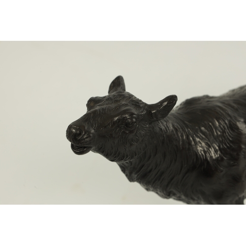 773 - A JAPANESE MEIJI PERIOD BRONZE ANIMALIER SCULPTURE OF A SHEEP realistically modelled in a walking po... 