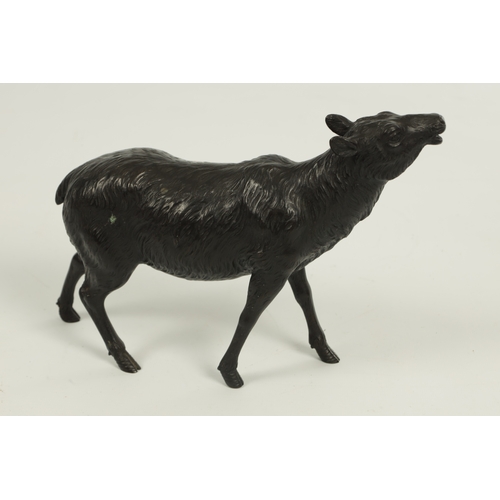 773 - A JAPANESE MEIJI PERIOD BRONZE ANIMALIER SCULPTURE OF A SHEEP realistically modelled in a walking po... 