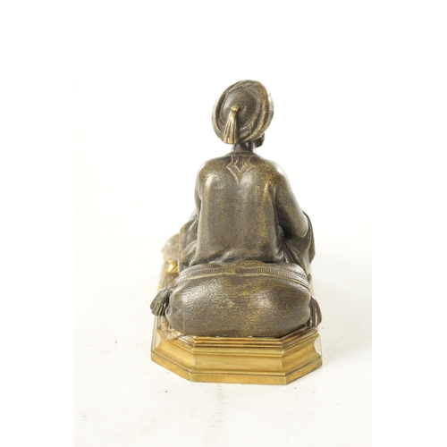 778 - A LATE 19TH CENTURY BERGMAN-TYPE EASTERN BRONZE SCULPTURE. modelled as a seated snake charmer figure... 