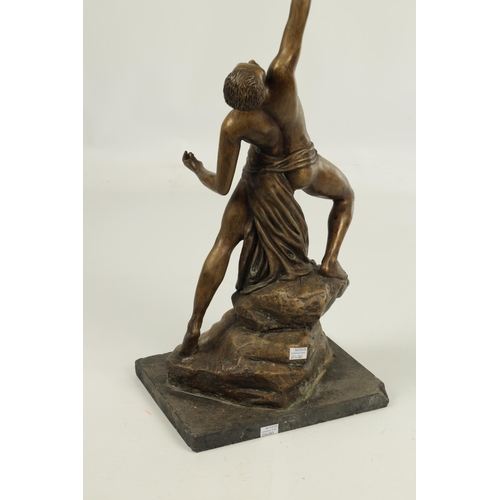 789 - A 20TH CENTURY BRONZE SCULPTURE depicting as semi-nude male with an eagle - signed Denis on a marble... 