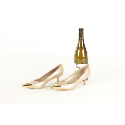 794 - A PAIR OF GENUINE LOUIS VUITTON BEIGE MONOGRAM VERNISSAGE ALLAMANDA CAP-TOE PUMPS with original box,... 