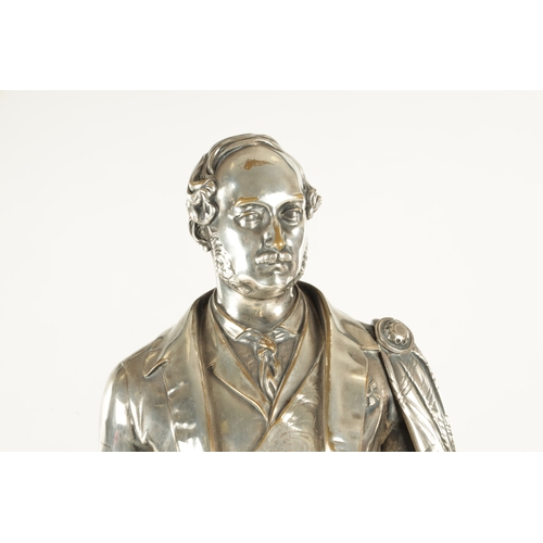 804 - A 19TH CENTURY SILVERED BRONZE SCULPTURE OF  PRINCE ALBERT BY WILLIAM THEED THE YOUNGER depicted in ... 