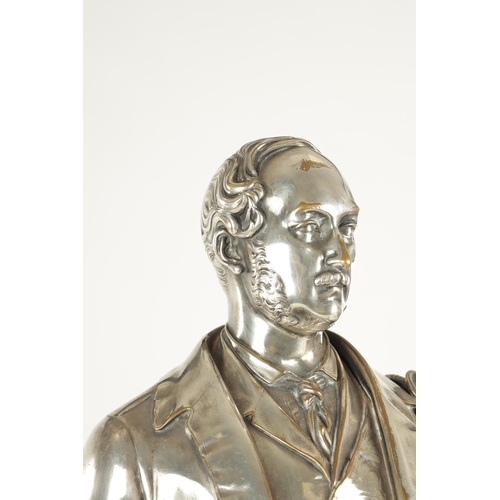 804 - A 19TH CENTURY SILVERED BRONZE SCULPTURE OF  PRINCE ALBERT BY WILLIAM THEED THE YOUNGER depicted in ... 