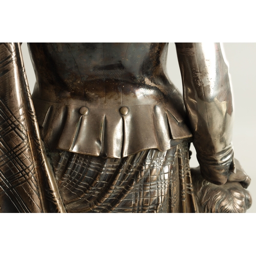 804 - A 19TH CENTURY SILVERED BRONZE SCULPTURE OF  PRINCE ALBERT BY WILLIAM THEED THE YOUNGER depicted in ... 