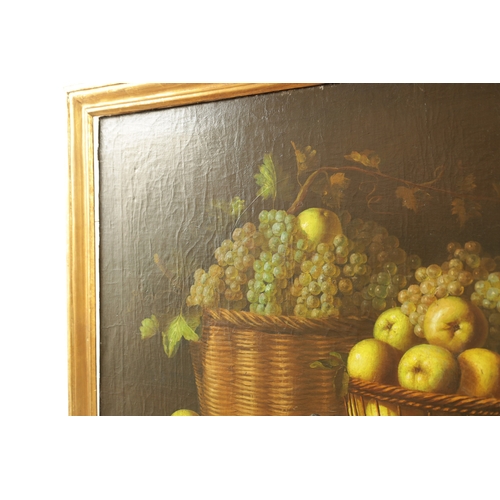 830 - MANNER OF PIETER CLAUSZ A PAIR OF STILL LIFE OIL ON CANVAS having arrangements of fruit - unsigned, ... 